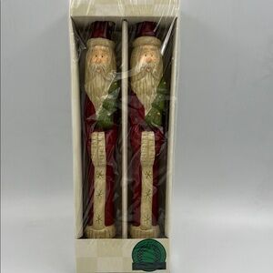 Harry and David Holiday Santa Taper Candles - Red and Green